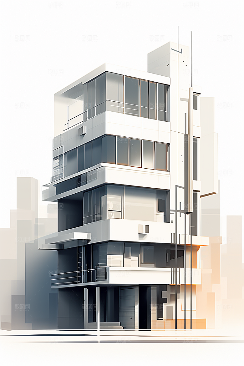 平面建筑设计感几何插画
