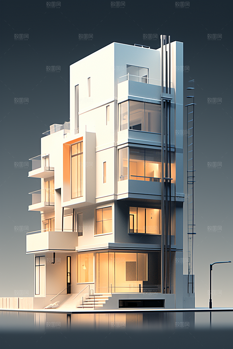 平面建筑简约设计感插画