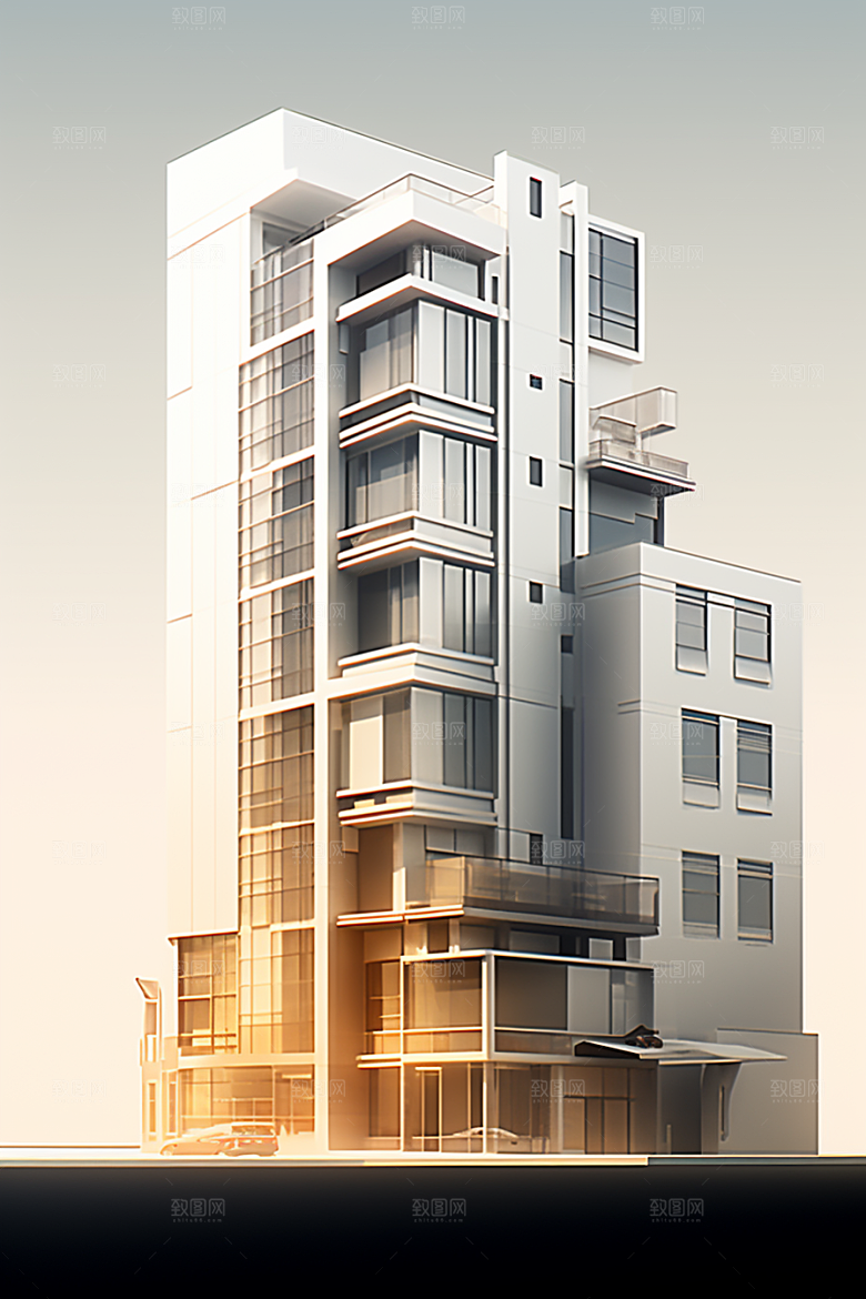 平面建筑设计感大厦插画
