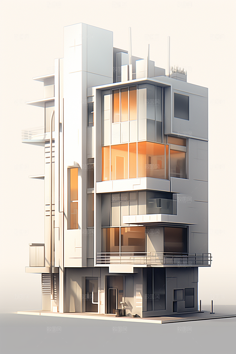 平面建筑大厦几何插画