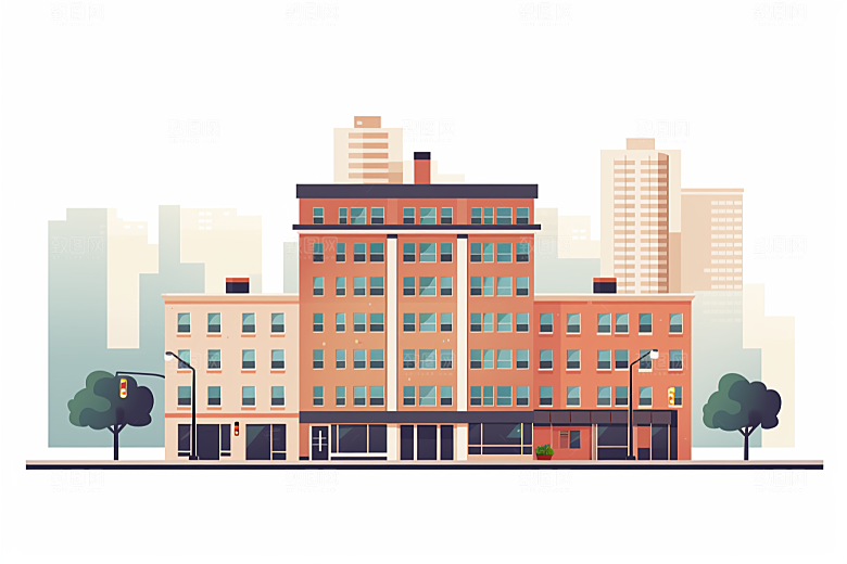 平面建筑设计感立面插画