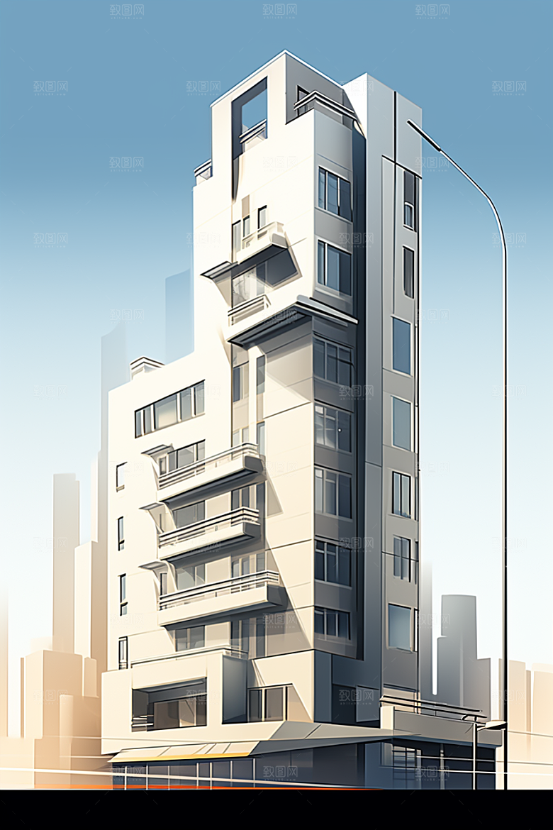 平面建筑扁平风高清插画
