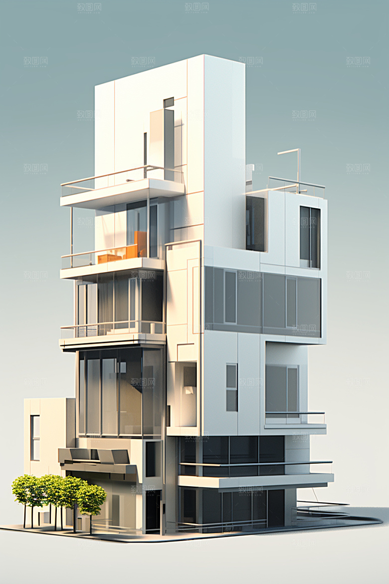 平面建筑高清大楼插画