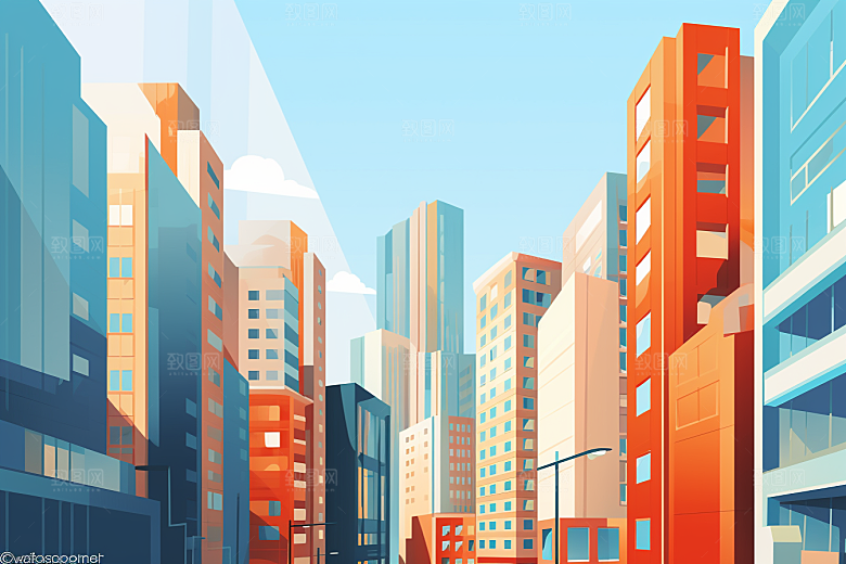 平面建筑设计感大楼插画