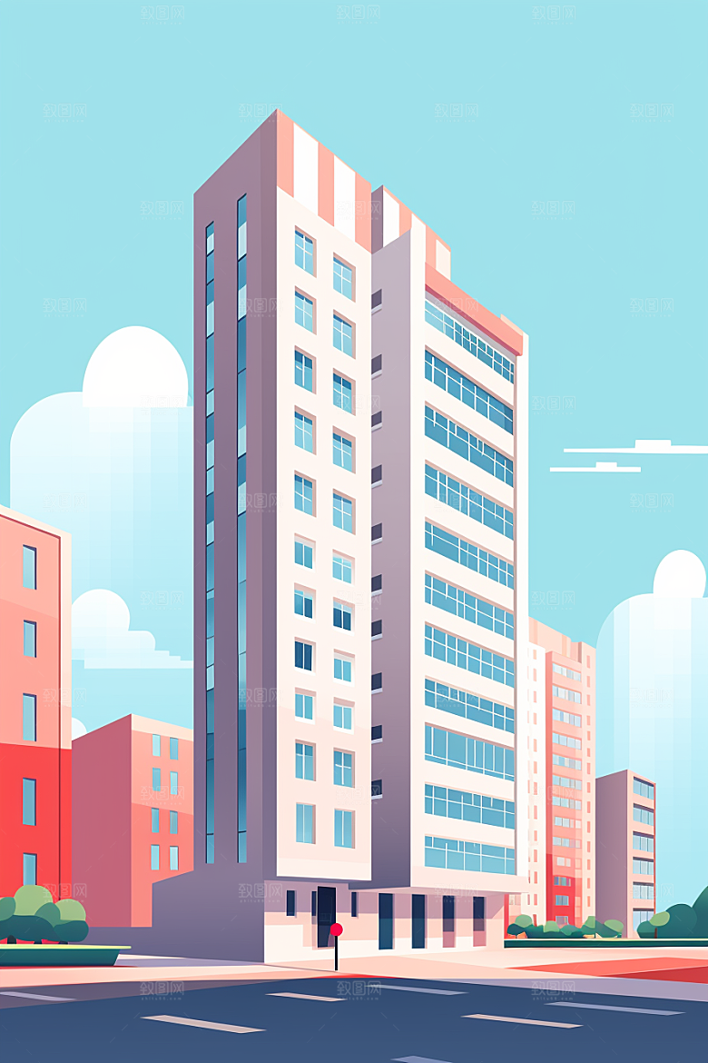 平面建筑高清大厦插画