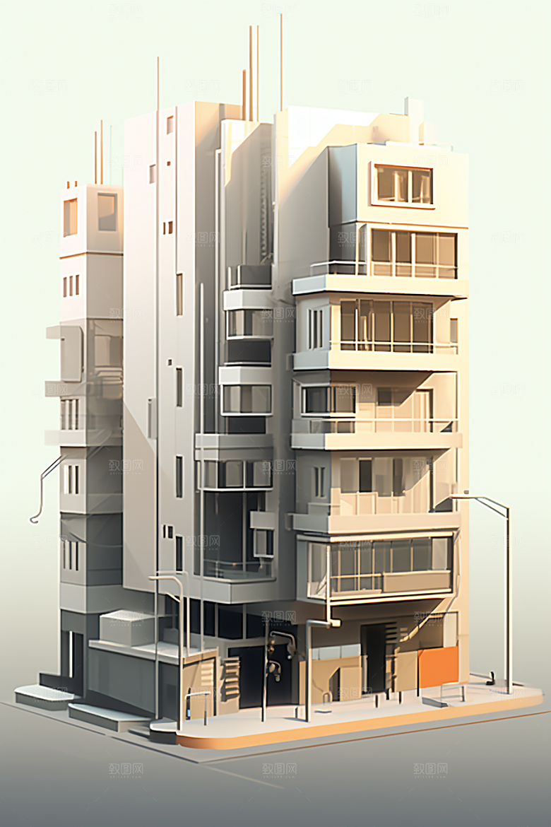 平面建筑大厦大楼插画