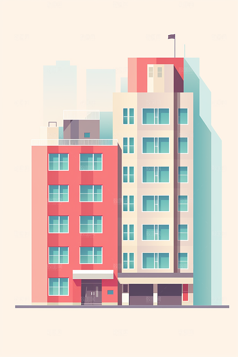 平面建筑高清立面插画