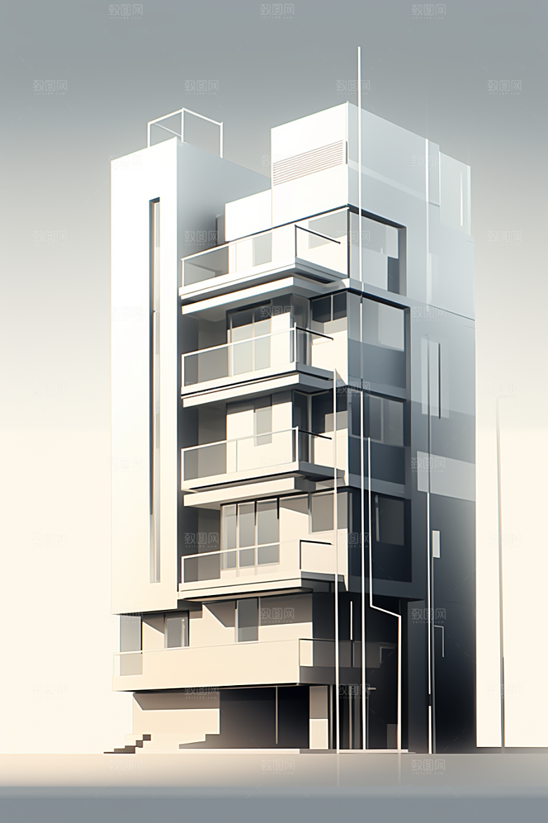 平面建筑大楼高清插画