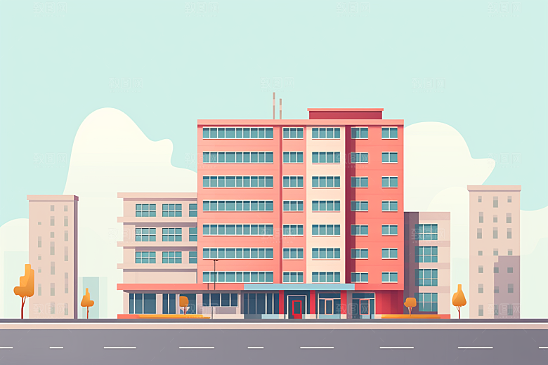 平面建筑设计感大厦插画