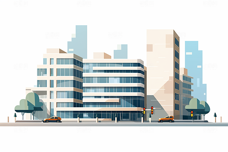 平面建筑几何立面插画