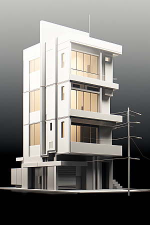 平面建筑简约立面插画