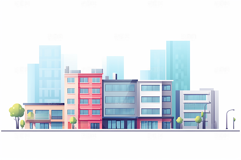 平面建筑高清大厦插画