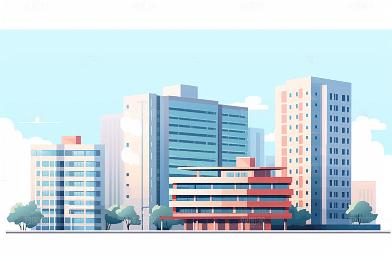 平面建筑高清大厦插画