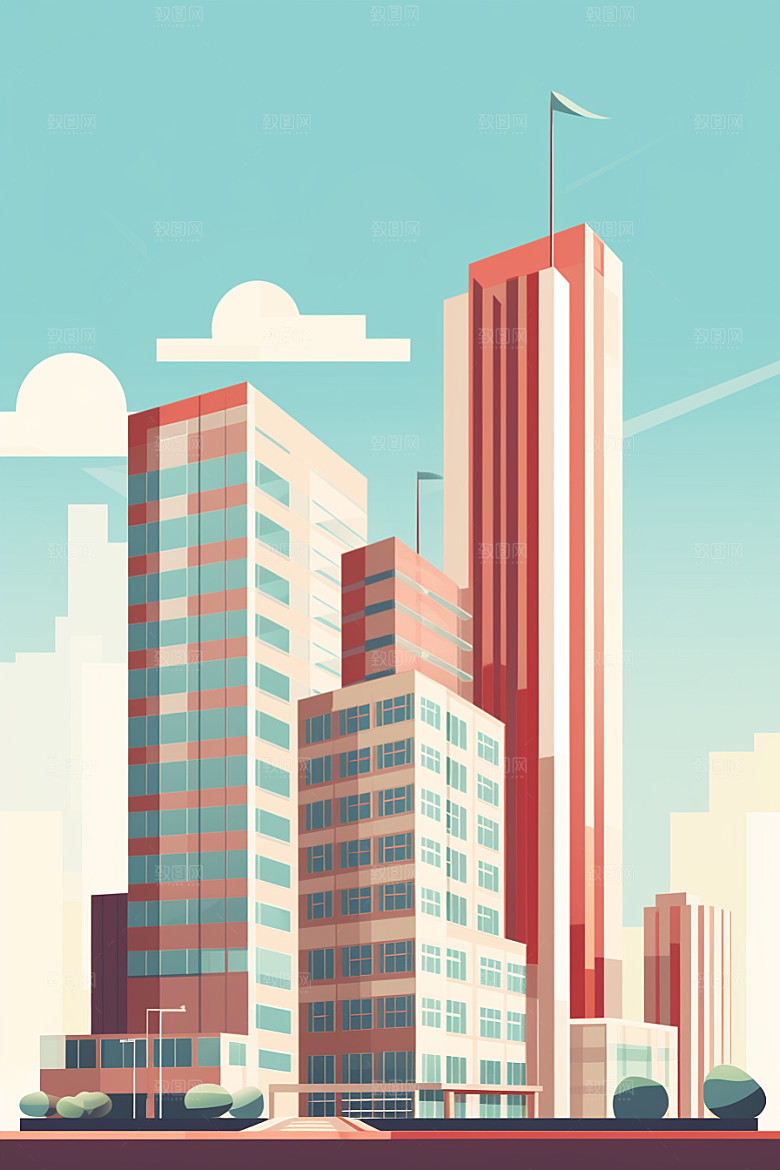 平面建筑设计感高清插画