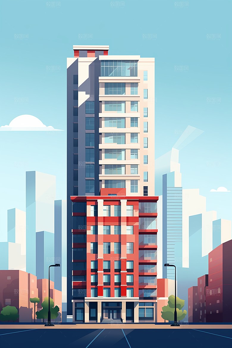 平面建筑立面简约插画