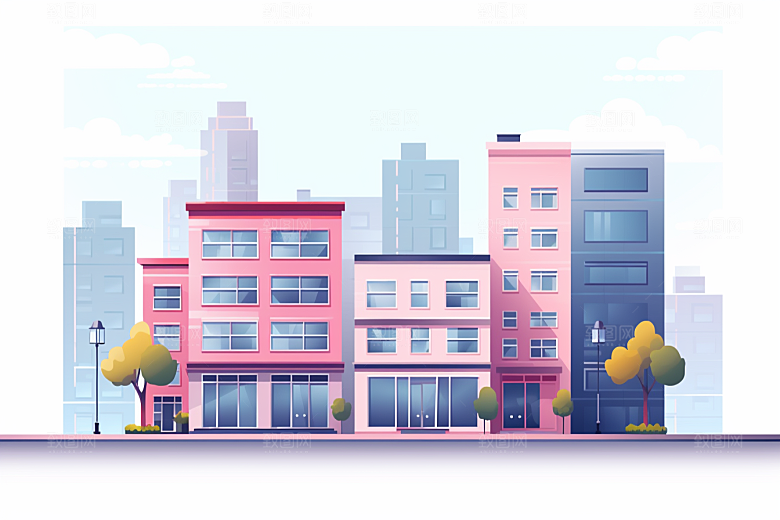 平面建筑高清几何插画