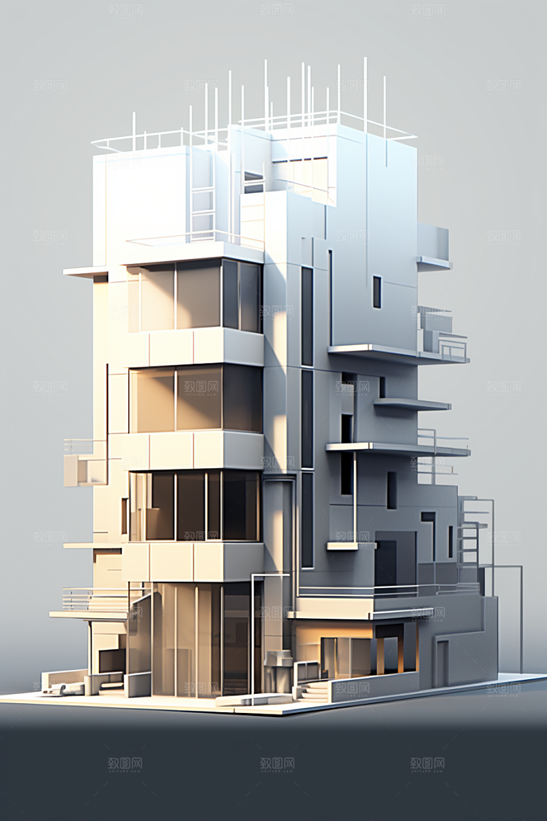 平面建筑简约扁平风插画