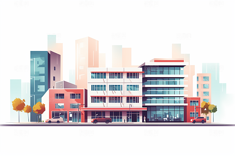 平面建筑大楼高清插画