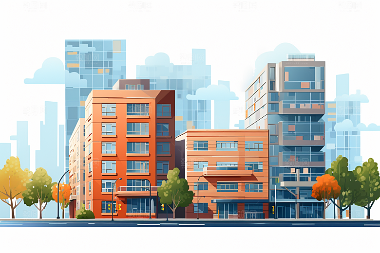 平面建筑大厦大楼插画