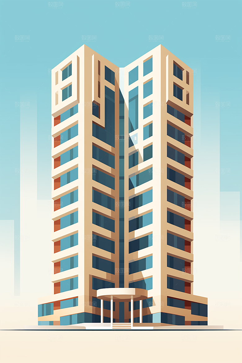 平面建筑立面高清插画