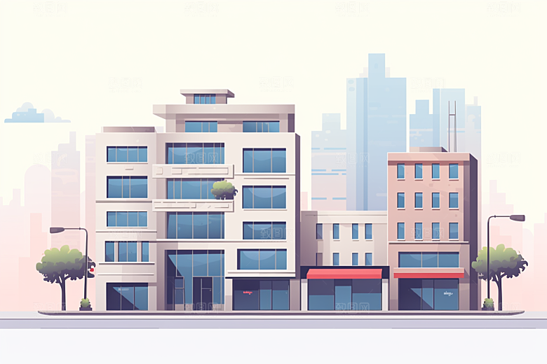 平面建筑高清大楼插画