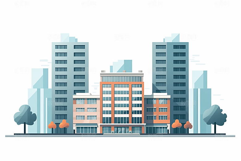 平面建筑大厦立面插画