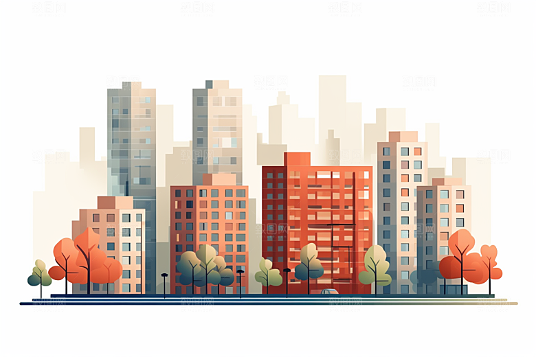 平面建筑高清立面插画