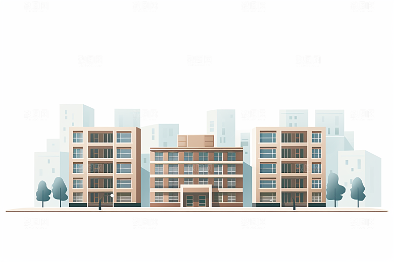 平面建筑高清设计感插画