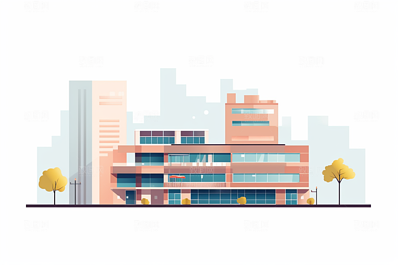 平面建筑简约立面插画