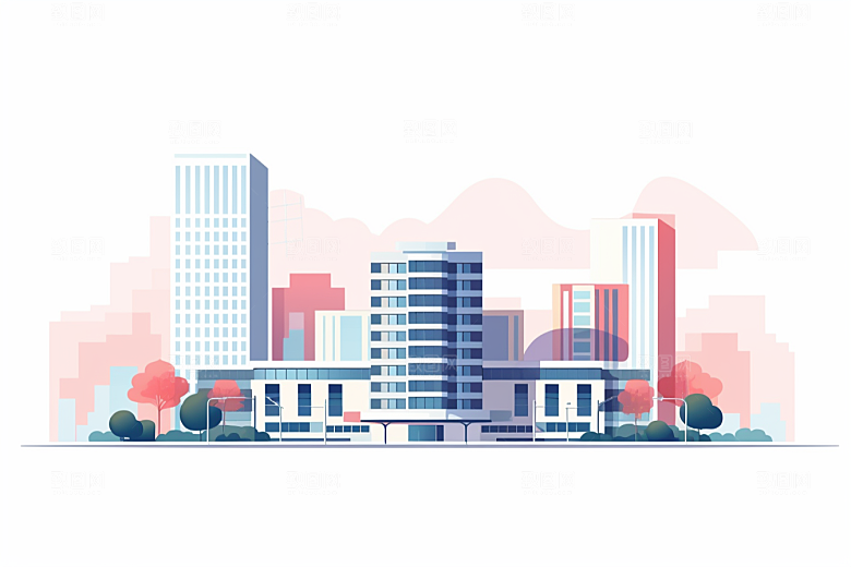 平面建筑几何设计感插画