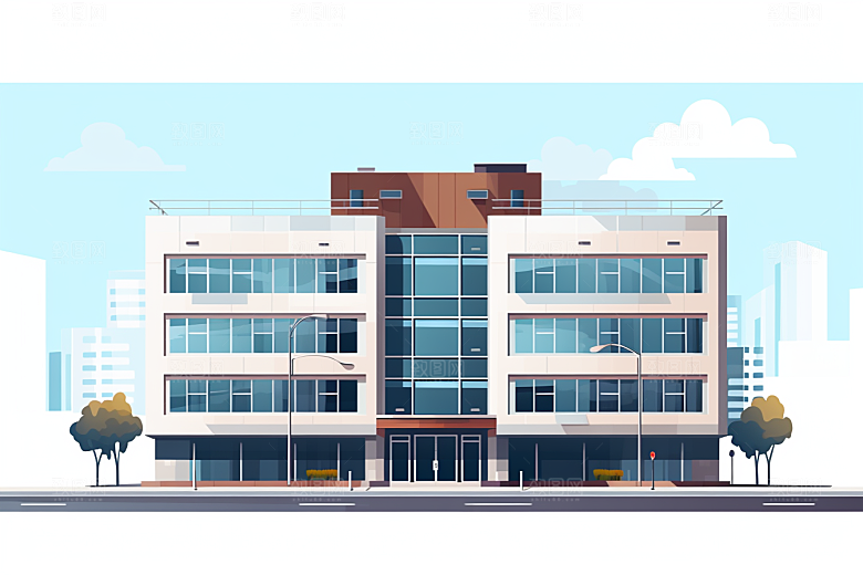 平面建筑设计感几何插画