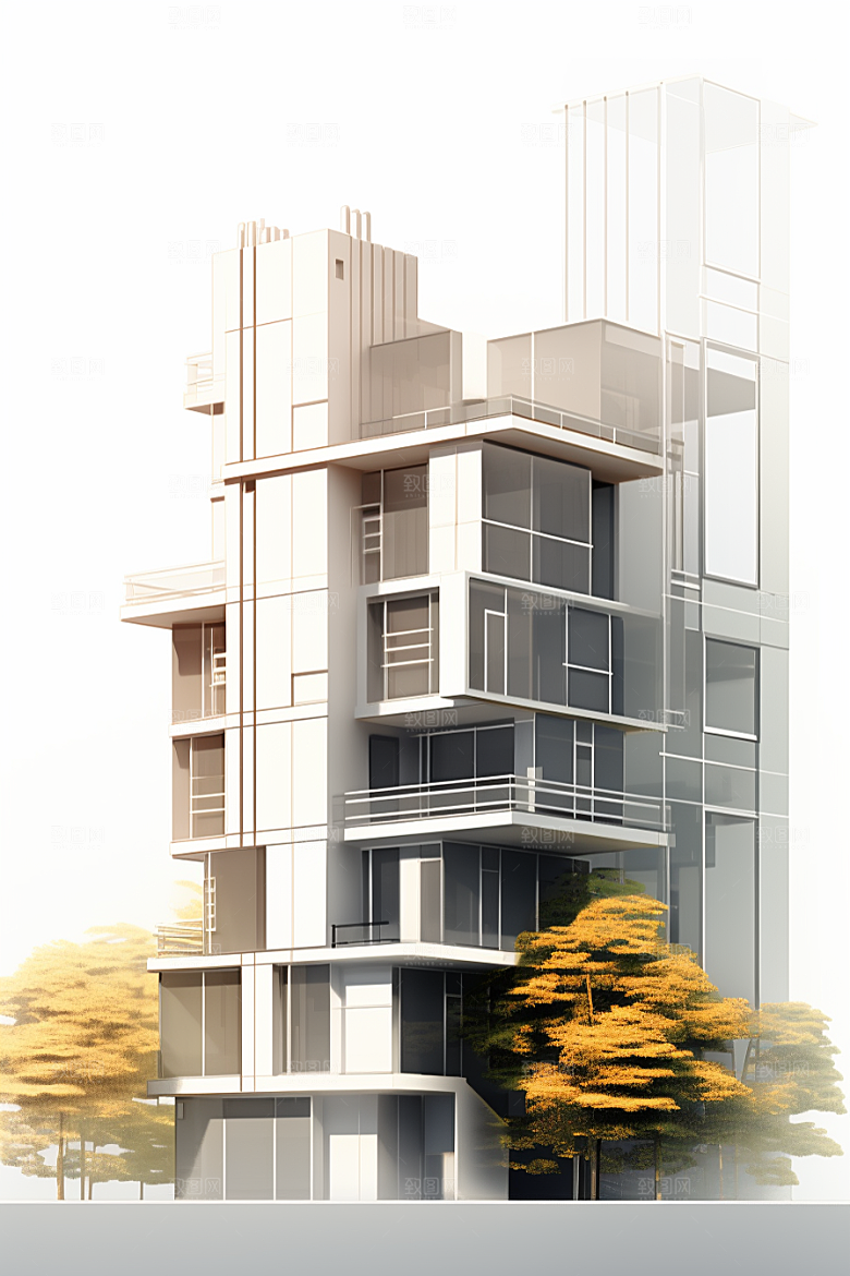 平面建筑高清立面插画