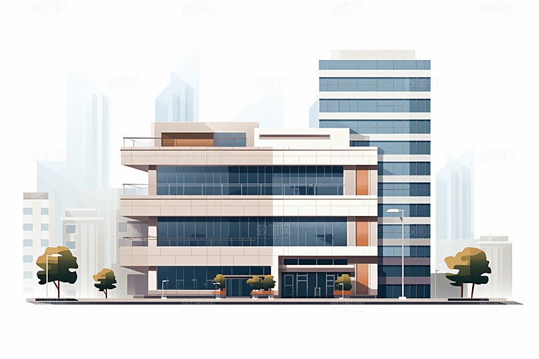 平面建筑高清几何插画