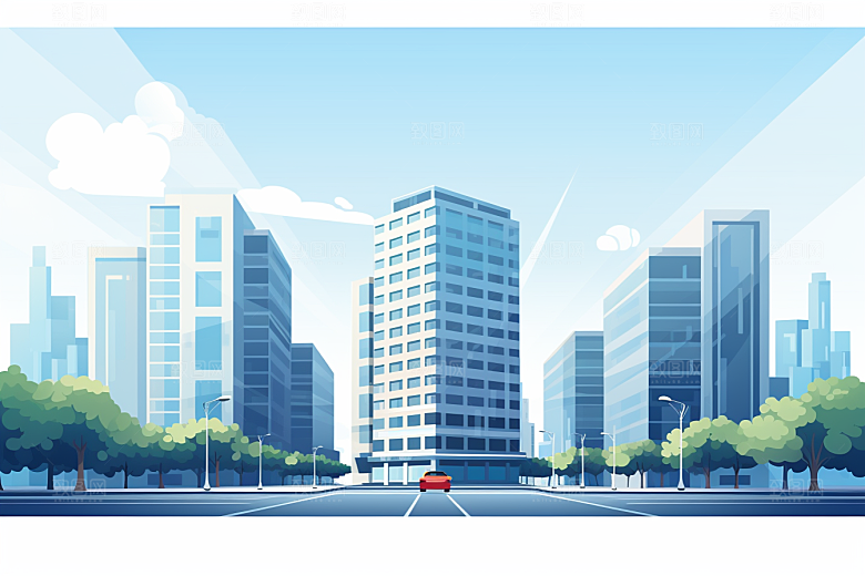 平面建筑立面简约插画