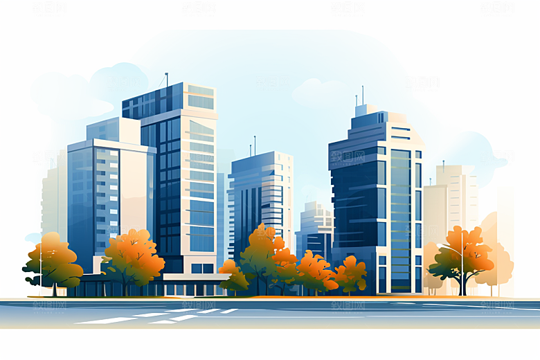 平面建筑大厦大楼插画