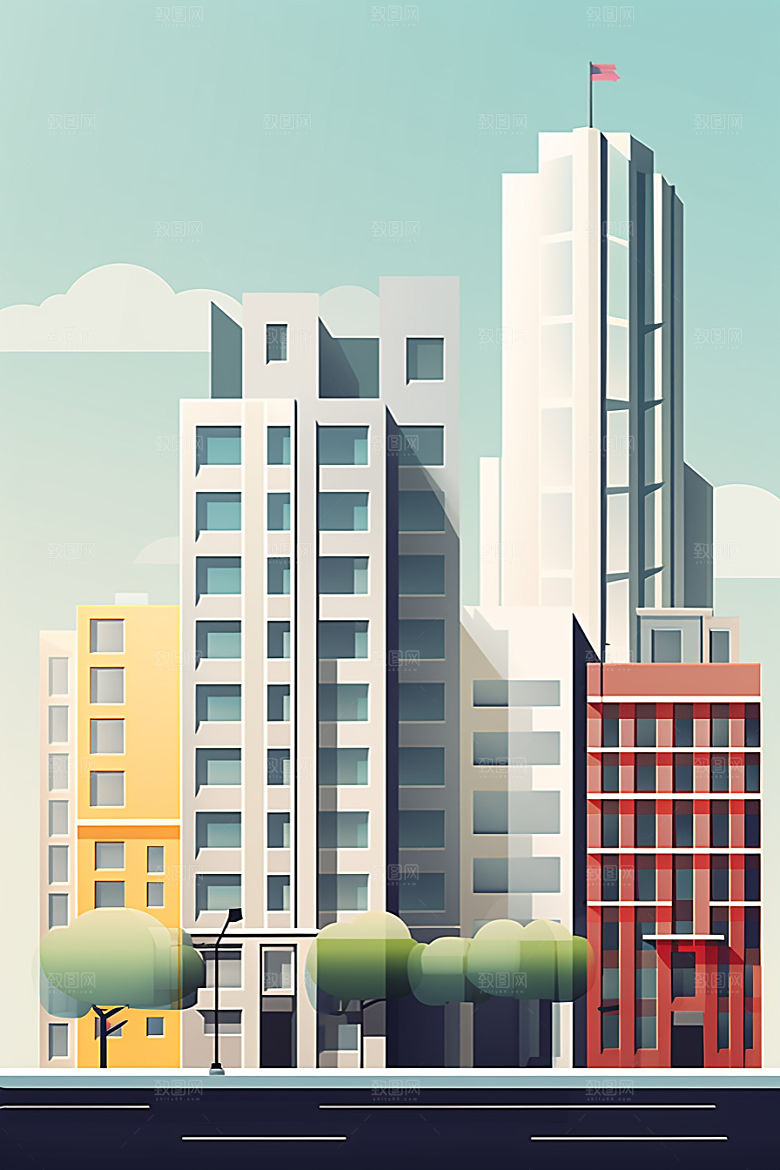 平面建筑高清设计感插画