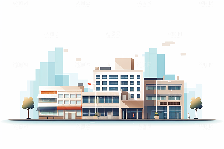 平面建筑简约立面插画