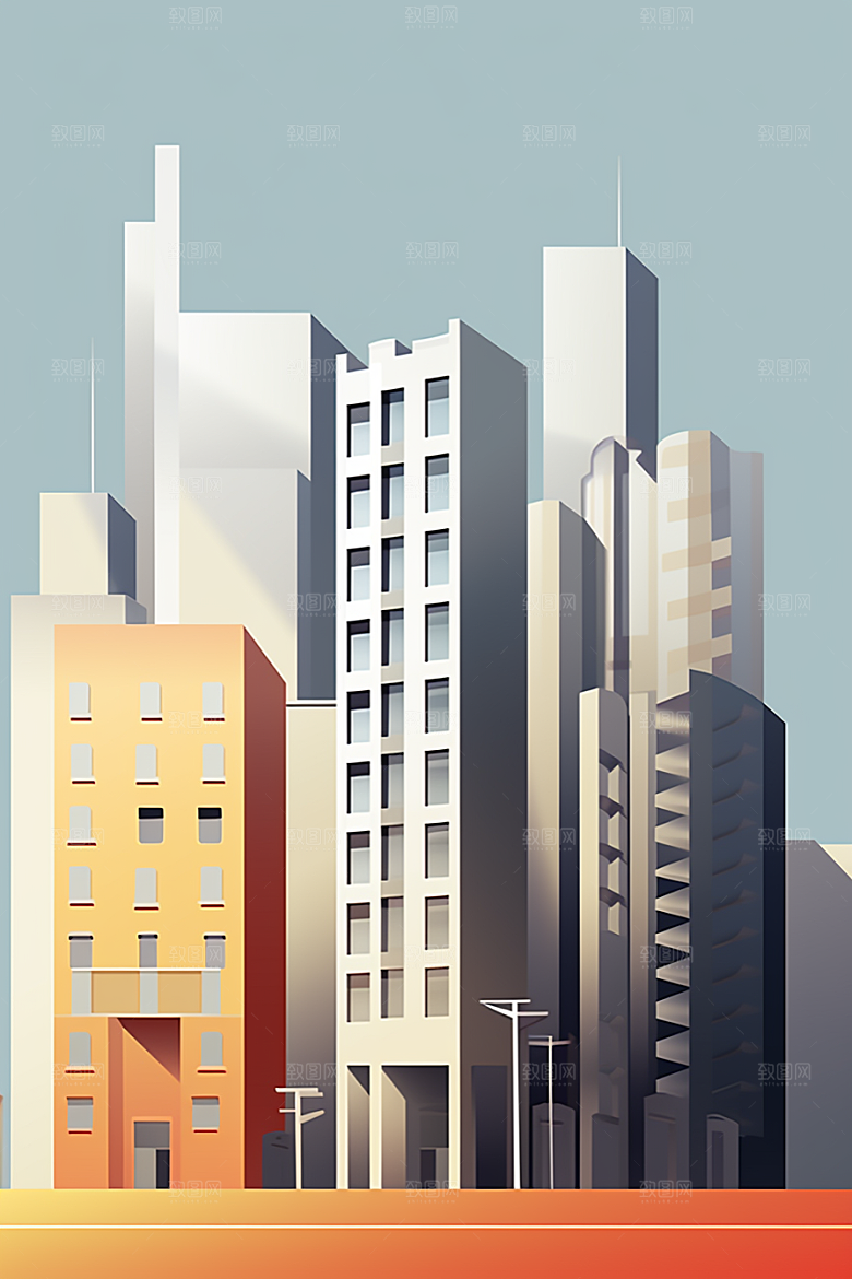 平面建筑大楼高清插画