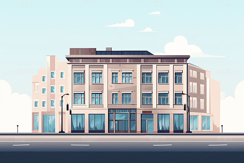 平面建筑大厦大楼插画