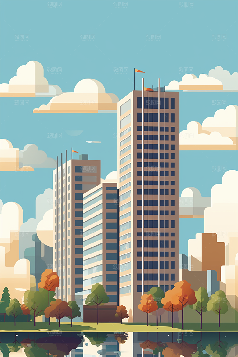 平面建筑高清立面插画