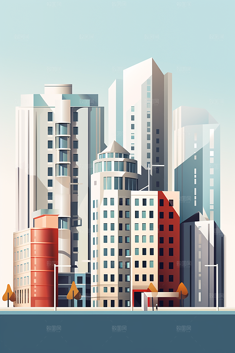 平面建筑简约立面插画