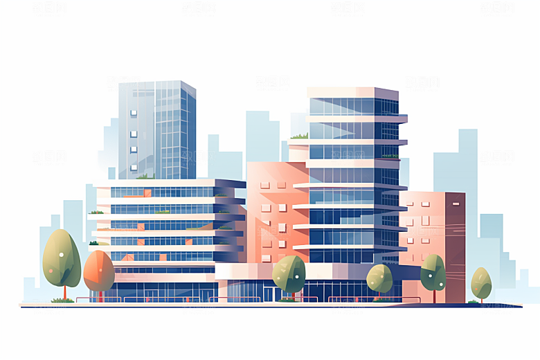 平面建筑立面设计感插画