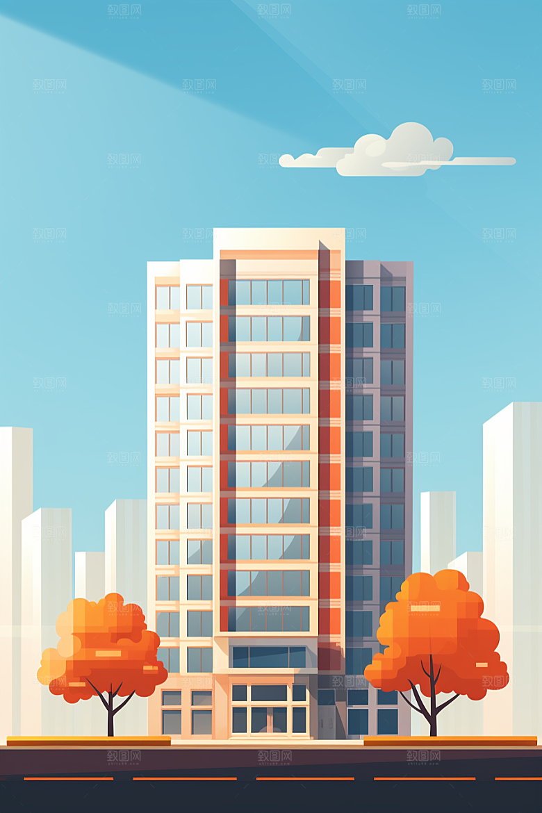 平面建筑设计感高清插画