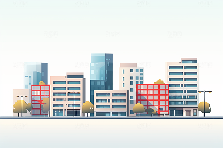 平面建筑几何设计感插画