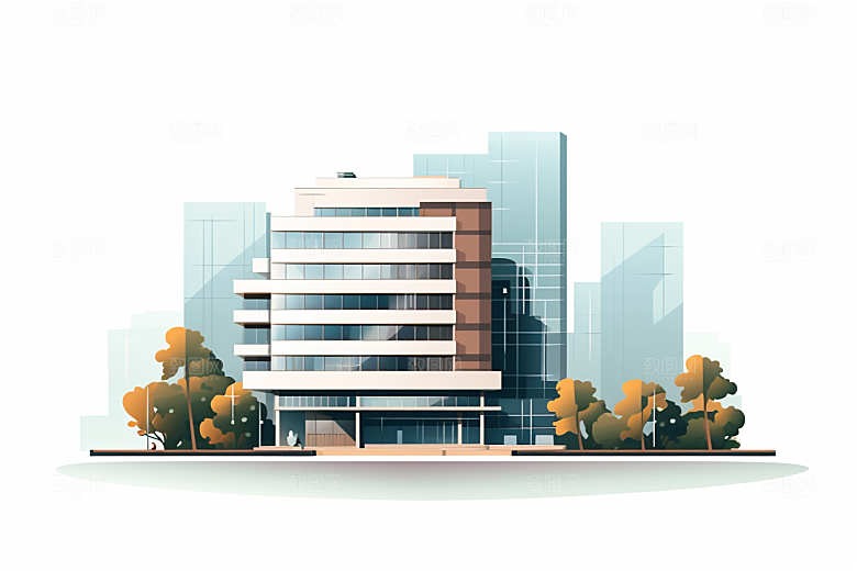 平面建筑几何设计感插画
