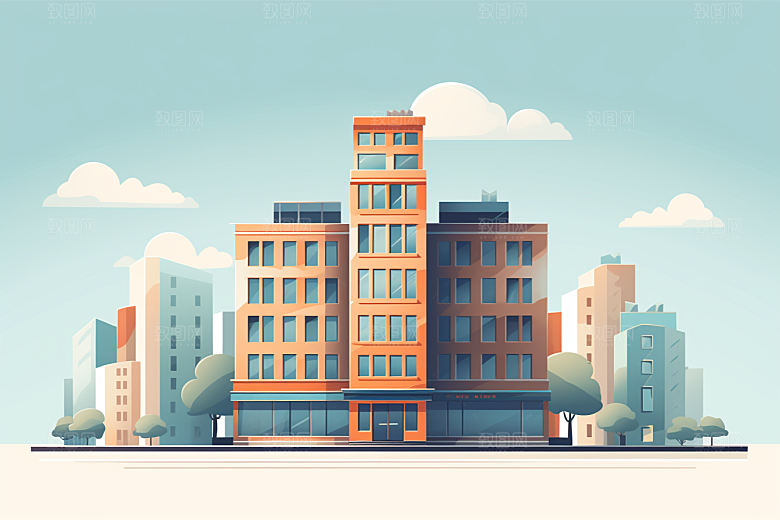 平面建筑高清立面插画
