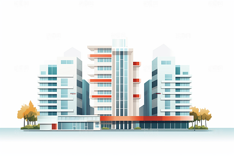 平面建筑几何立面插画