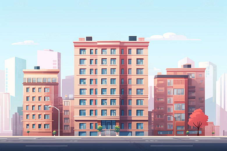 平面建筑大楼大厦插画