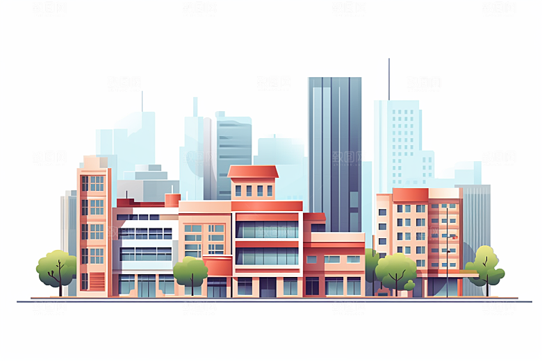 平面建筑高清大楼插画