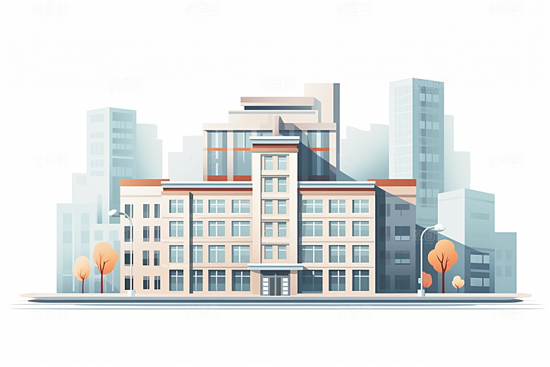 平面建筑简约立面插画